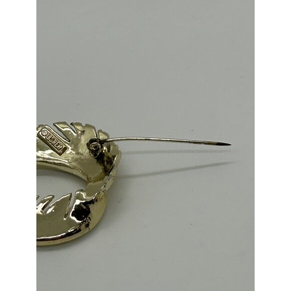 Vintage Lisner Brooch Pin Gold-Tone Curved Feather Elegant 3 Dimensional Design - Picture 7 of 14